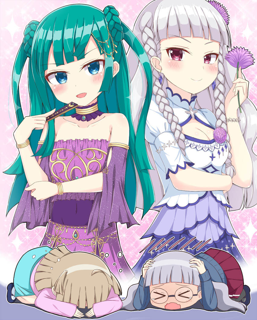 tsukikawa chili, koda michiru, and miichiru (pretty series and 2 more) drawn by meiji_(meizi493)