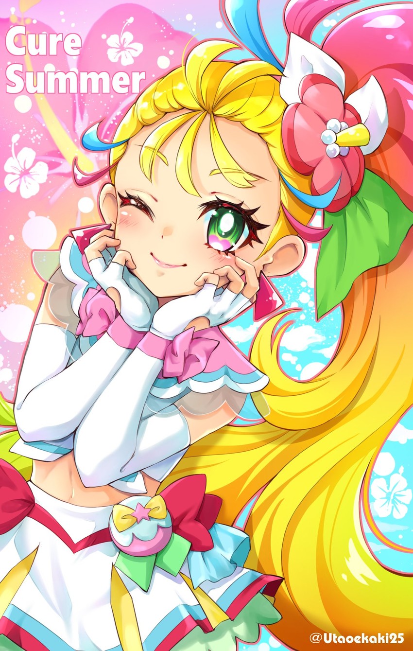 natsuumi manatsu and cure summer (precure and 1 more) drawn by uta_(yagashiro25)