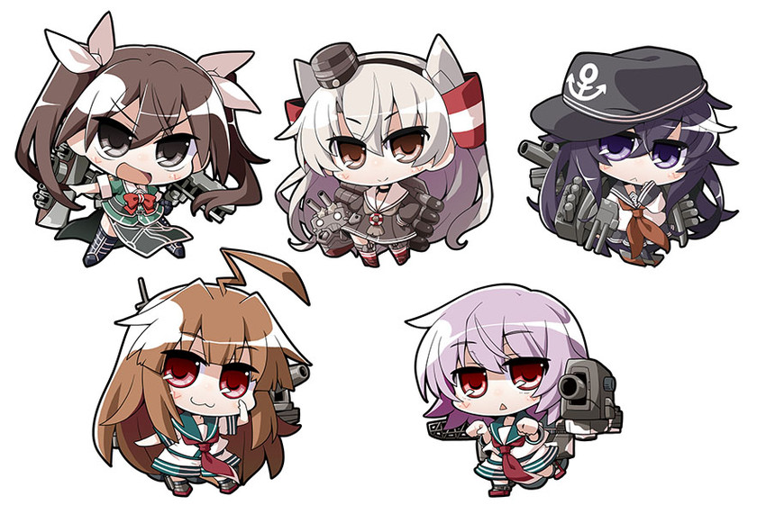 akatsuki, amatsukaze, kuma, tone, tama, and 1 more (kantai collection) drawn by akaneya