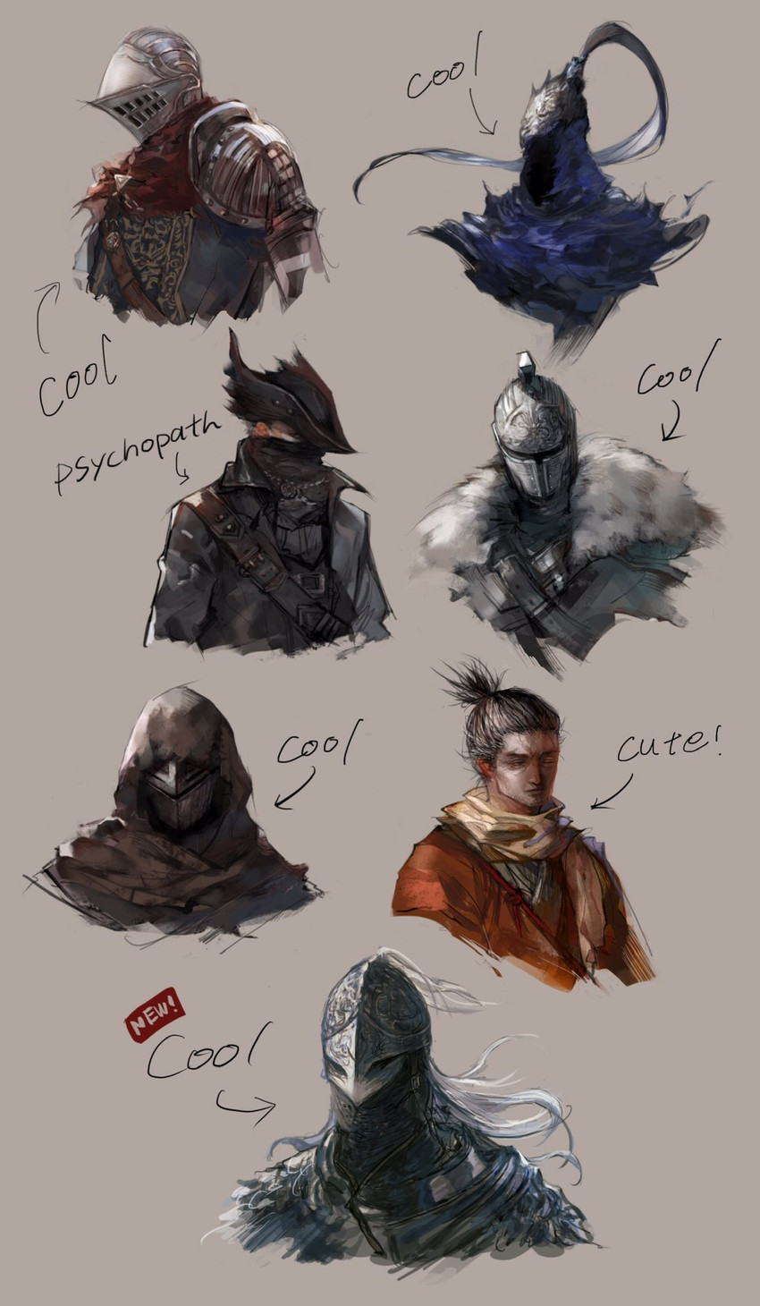 tarnished, hunter, sekiro, artorias the abysswalker, bloody wolf, and 3 more (elden ring and 7 more) drawn by nira_(nira_box)