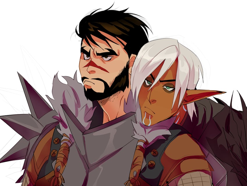 garrett hawke and fenris (dragon age and 1 more) drawn by lunehowls