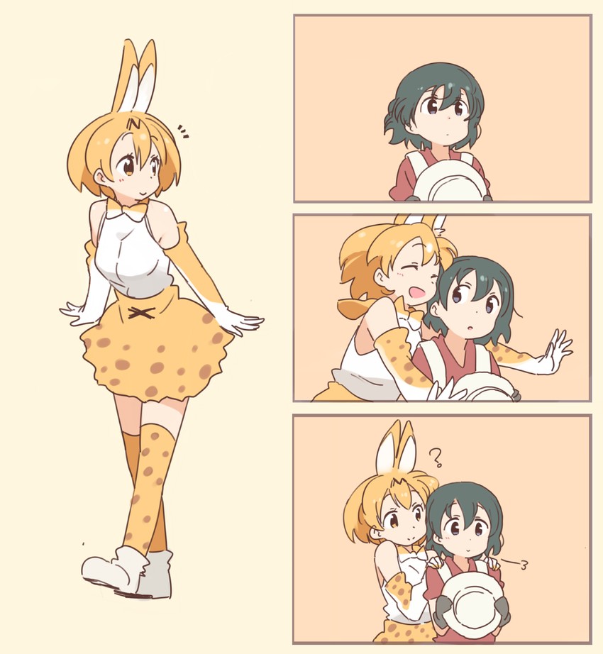 serval and kaban (kemono friends) drawn by kasa_list