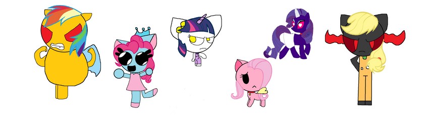 twilight sparkle, fluttershy, rainbow dash, pinkie pie, applejack, and 1 more (my little pony and 1 more)
