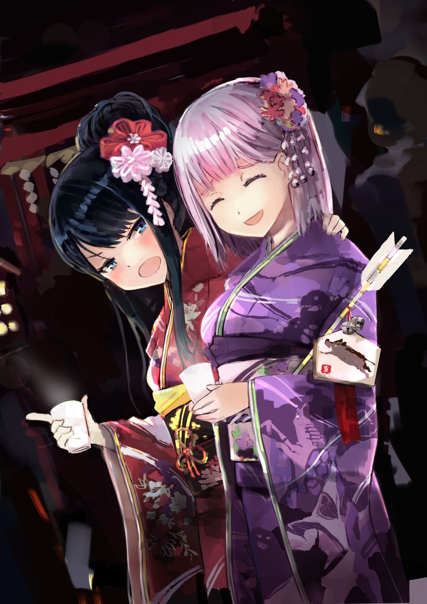 takarada rikka and shinjou akane (gridman universe and 1 more) drawn by bana_(stand_flower)