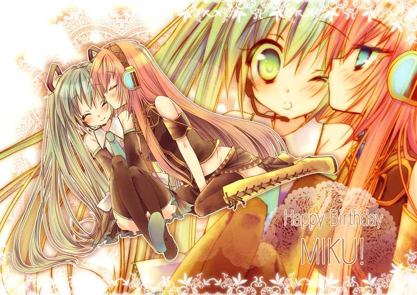 hatsune miku and megurine luka (vocaloid) drawn by kokono_coco