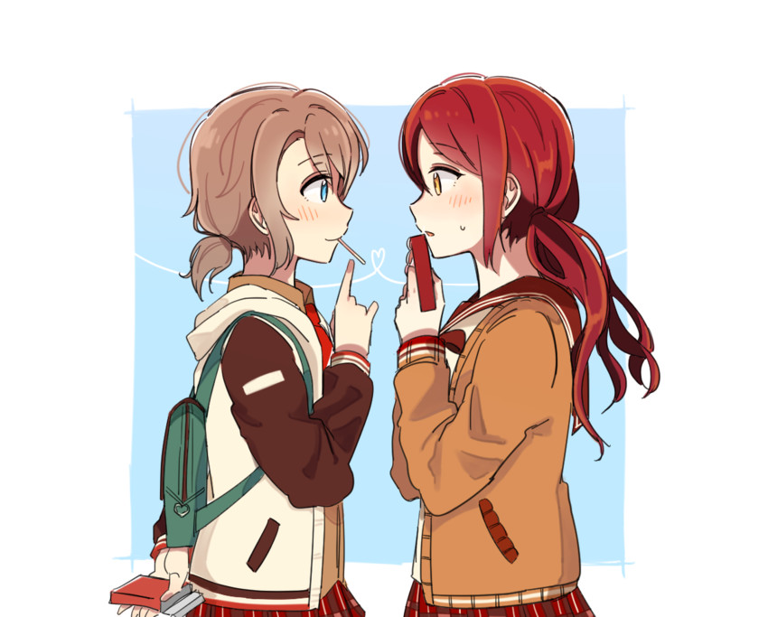 watanabe you and sakurauchi riko (love live! and 1 more) drawn by yuyu_(yuyunnm)
