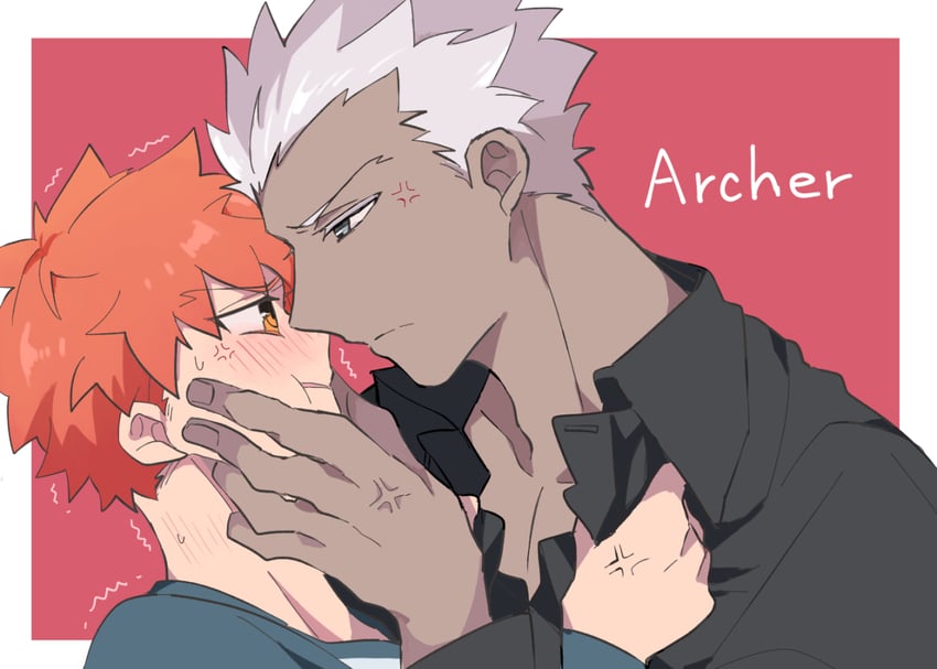 emiya shirou and archer (fate and 1 more) drawn by kamo_0707