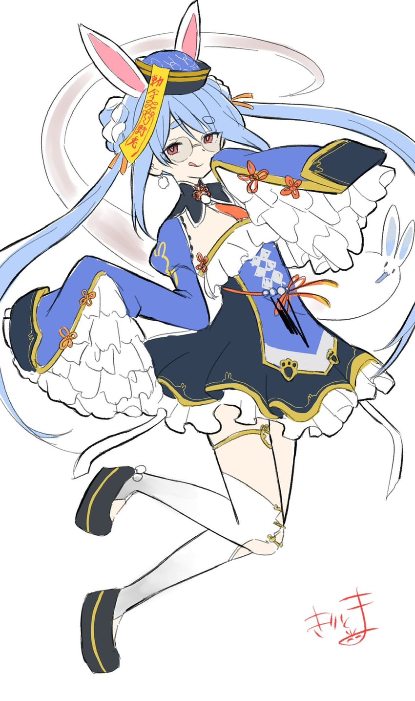 usada pekora and don-chan (hololive) drawn by kiritoma