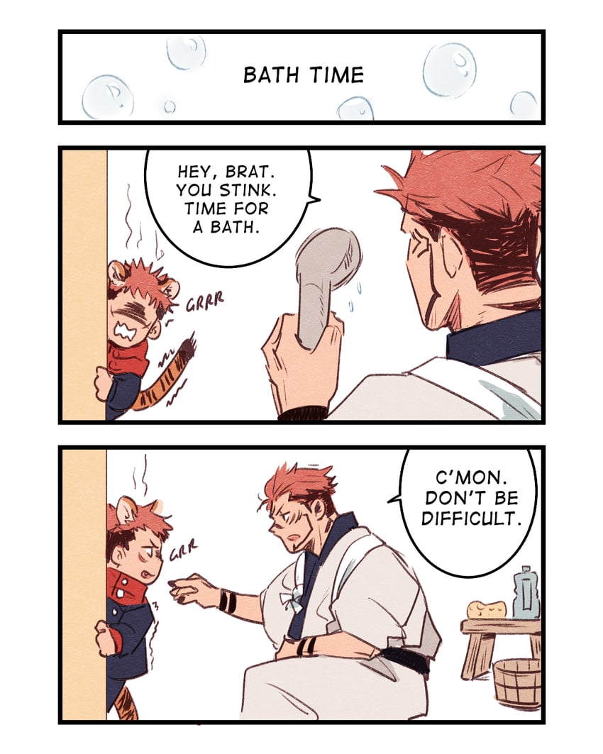 itadori yuuji and ryoumen sukuna (jujutsu kaisen) drawn by lightningstrikes