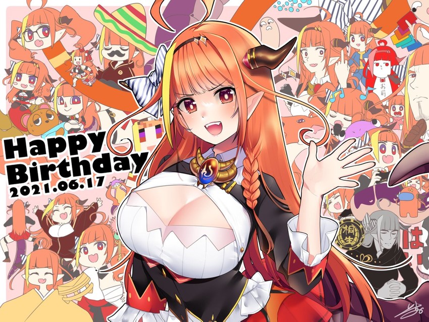 kiryu coco, orange, and slither (hololive and 6 more) drawn by isuka