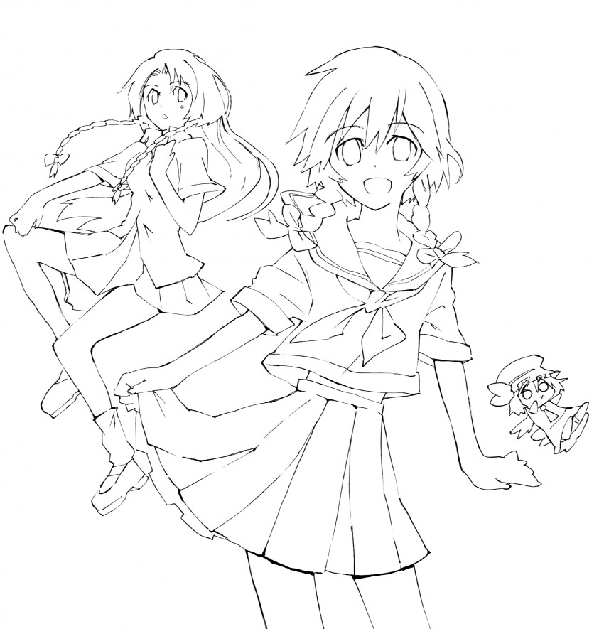 remilia scarlet, izayoi sakuya, and hong meiling (touhou) drawn by ogawa_maiko