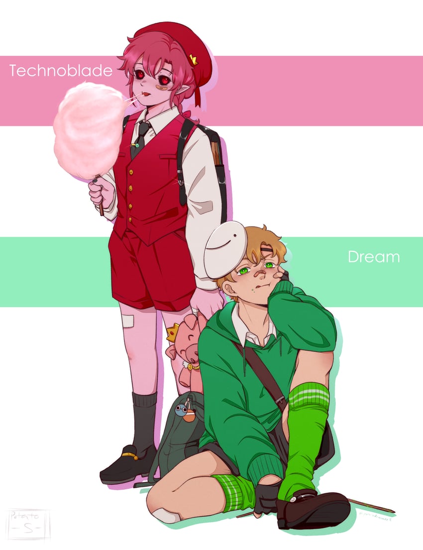 technoblade and dream (minecraft youtube and 2 more) drawn by sallyatoyota