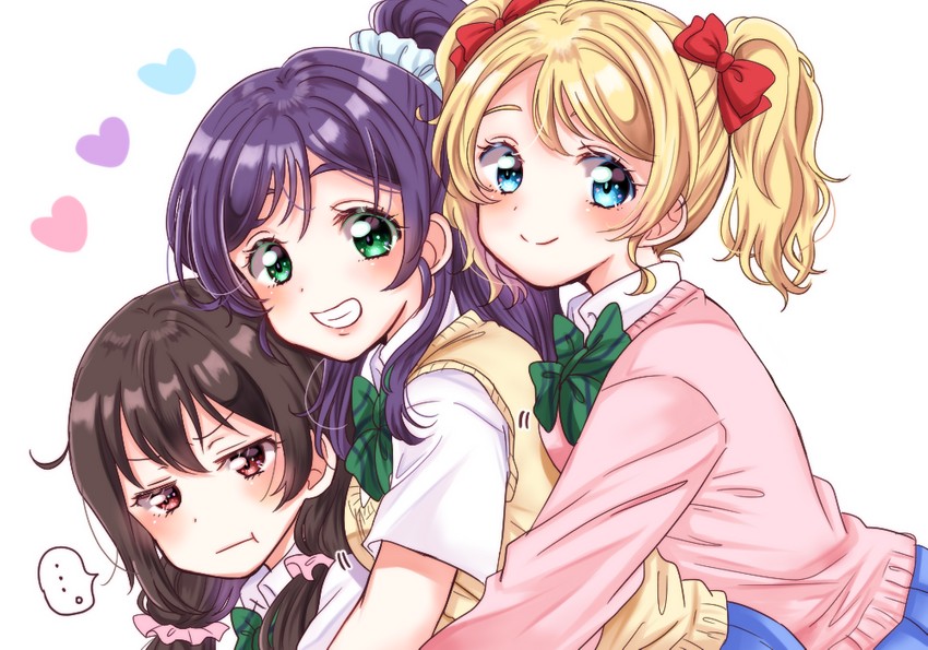 tojo nozomi, yazawa nico, and ayase eli (love live! and 1 more) drawn by eneco