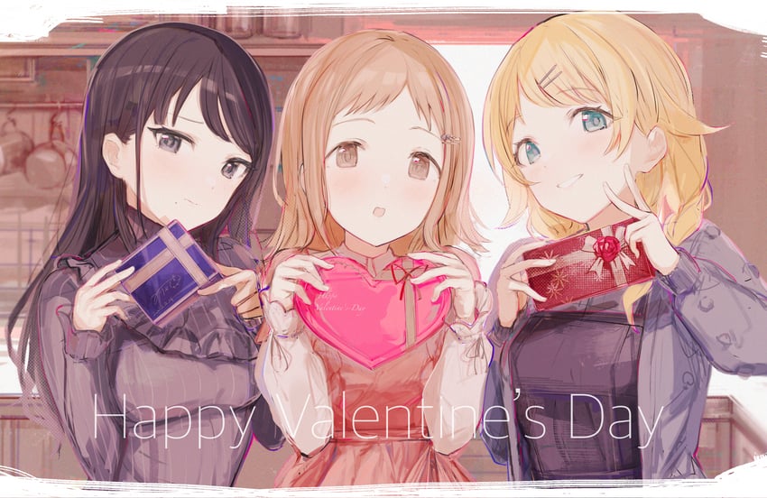 hachimiya meguru, sakuragi mano, and kazano hiori (idolmaster and 1 more) drawn by karya