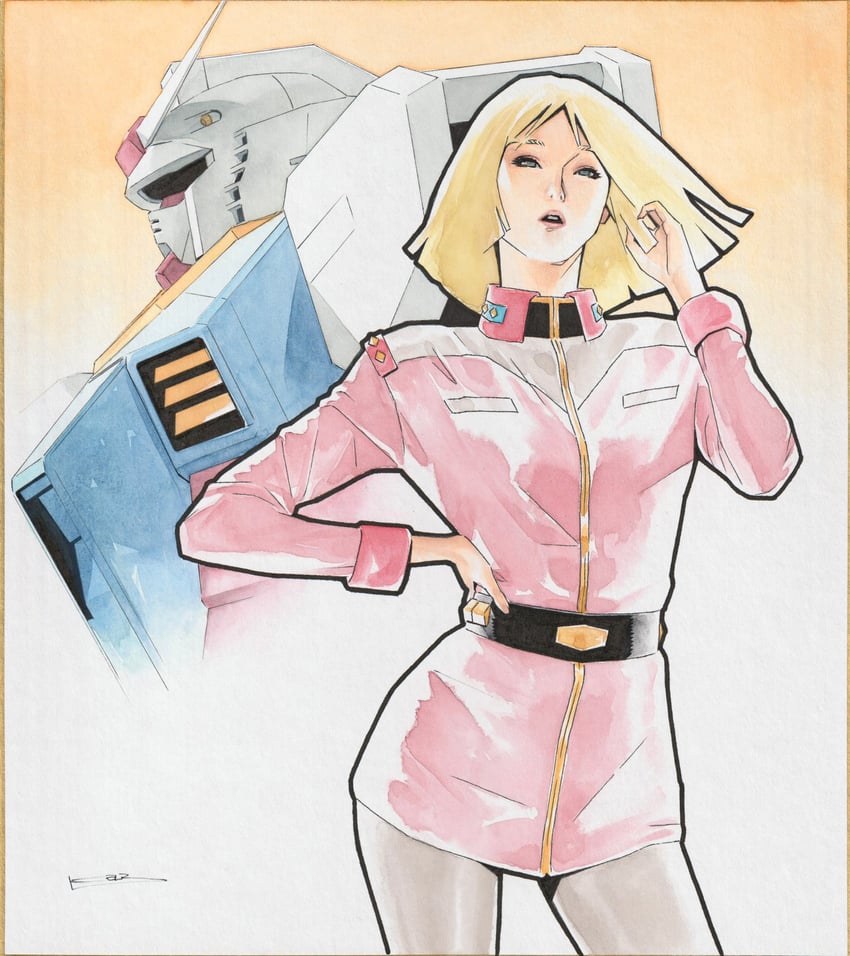 rx-78-2 gundam and sayla mass (gundam and 1 more) drawn by ikeda_kazuhiro