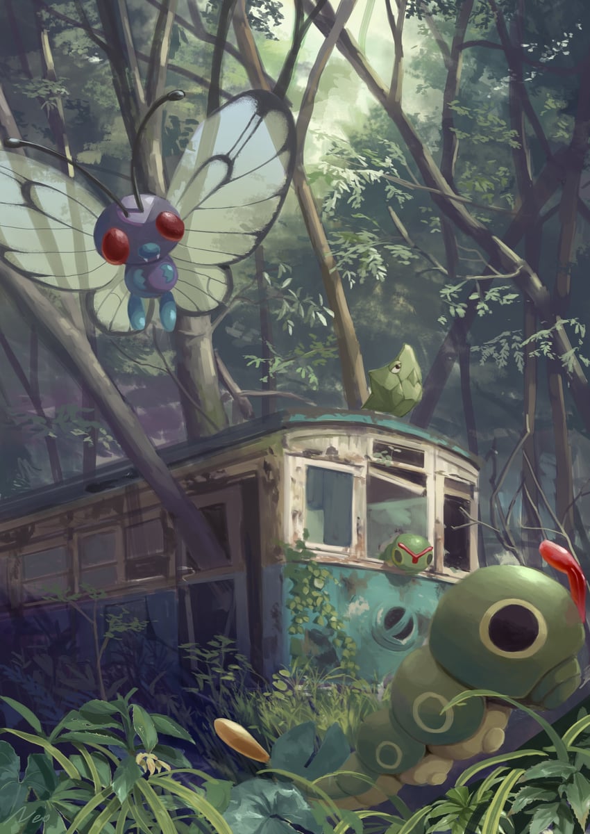 butterfree, caterpie, and metapod (pokemon) drawn by king_joe_(neoroto)