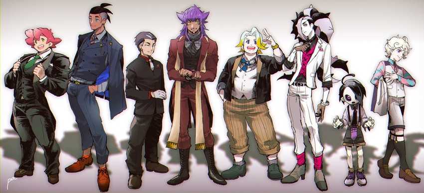 leon, raihan, piers, bede, allister, and 3 more (pokemon and 1 more) drawn by paa_(drgnstom)