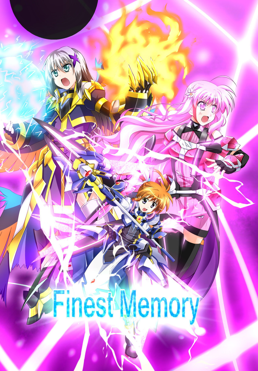 takamachi nanoha, raising heart, lord dearche, kyrie florian, raising heart estrea, and 1 more (lyrical nanoha and 1 more) drawn by yorousa_(yoroiusagi)