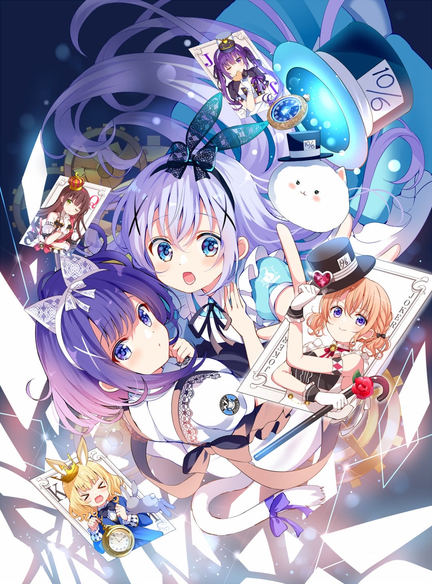 kafuu chino, alice, hoto cocoa, kirima syaro, tippy, and 3 more (gochuumon wa usagi desu ka?) drawn by koi_(koisan)