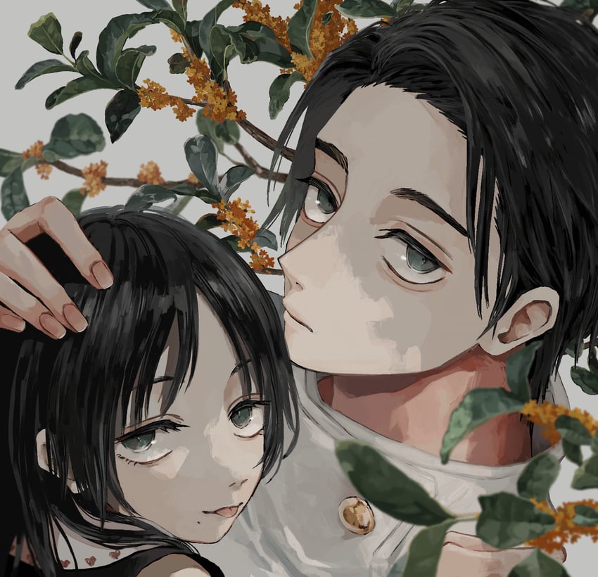 okkotsu yuuta and orimoto rika (jujutsu kaisen) drawn by llilililiilii