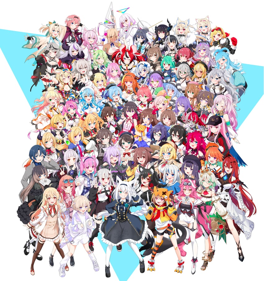 gawr gura, houshou marine, shirakami fubuki, hoshimachi suisei, mori calliope, and 70 more (hololive and 3 more) drawn by felutiahime