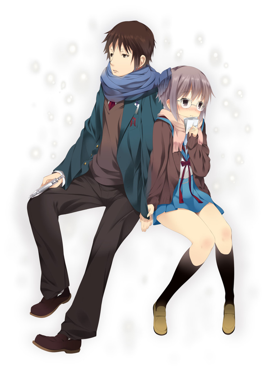 nagato yuki and kyon (suzumiya haruhi no yuuutsu and 1 more) drawn by mizuki_makoto