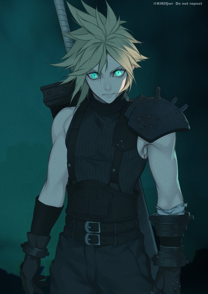 cloud strife (final fantasy and 3 more) drawn by kiki_lala