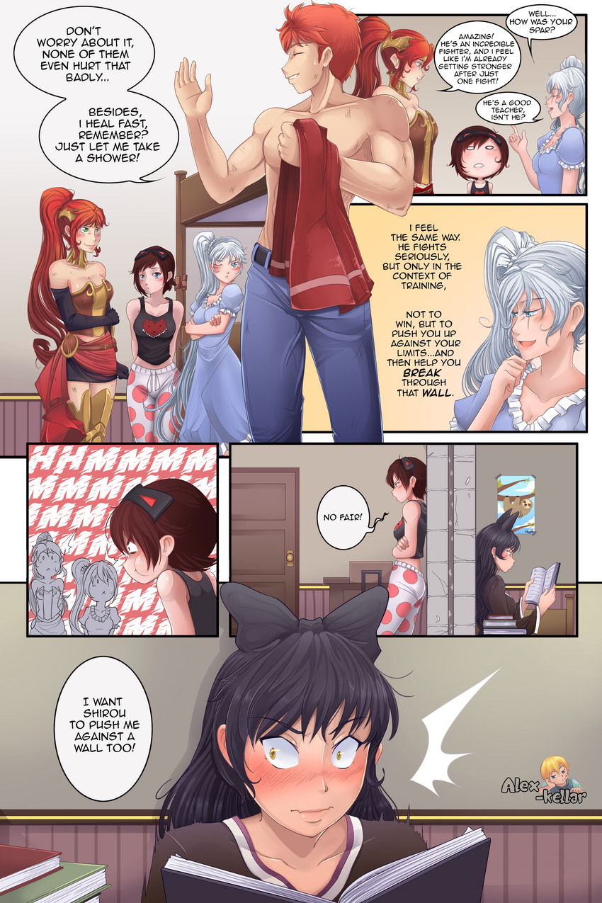 emiya shirou, ruby rose, weiss schnee, blake belladonna, and pyrrha nikos (fate and 2 more) drawn by alex_kellar