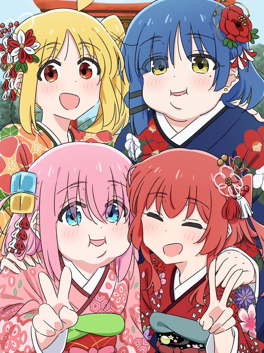 gotoh hitori, kita ikuyo, ijichi nijika, and yamada ryo (bocchi the rock!) drawn by mayo_(oekaki_bibbi)