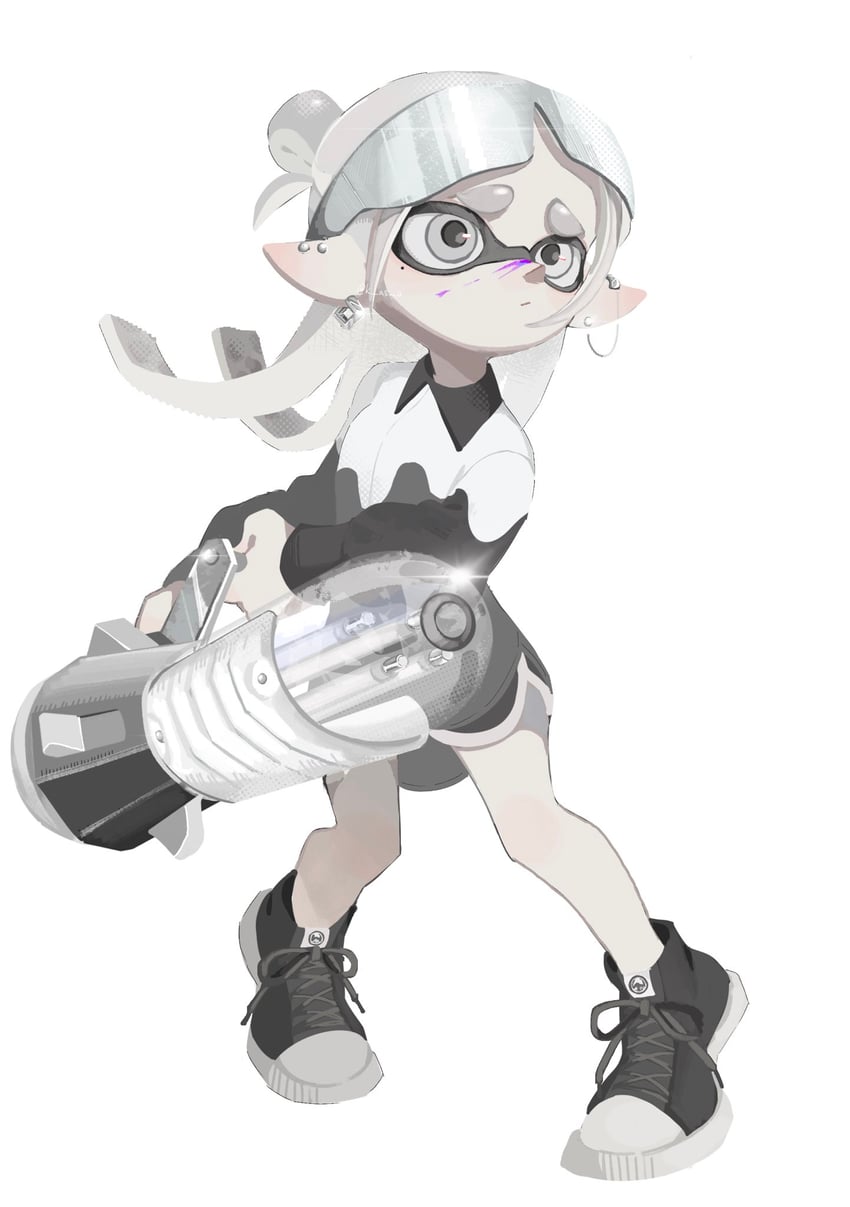 inkling player character and inkling girl (splatoon and 1 more) drawn by k_as_u