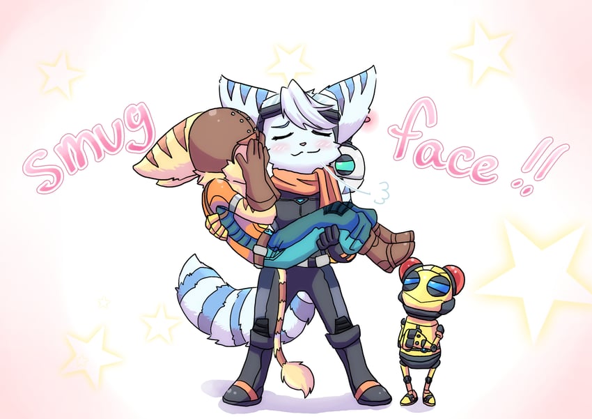 rivet, ratchet, clank, and kit (ratchet & clank) drawn by pozi0618