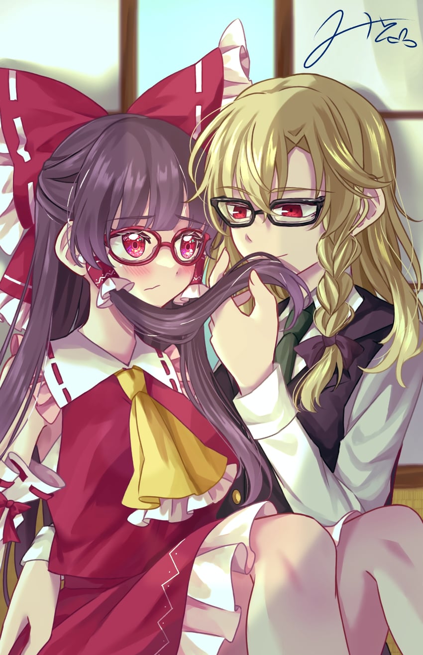 hakurei reimu and kirisame marisa (touhou) drawn by mito_(fate)