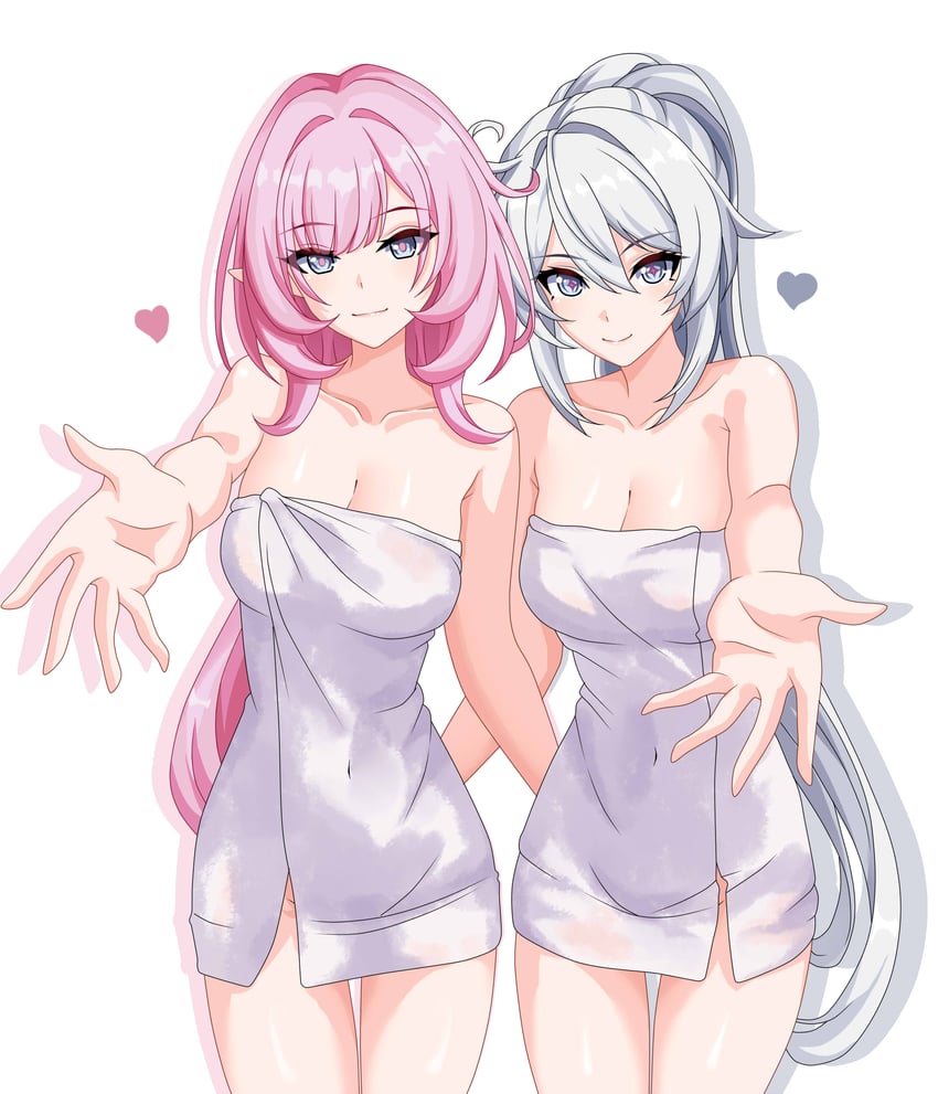 elysia and kiana kaslana (honkai and 1 more) drawn by maxwelzy