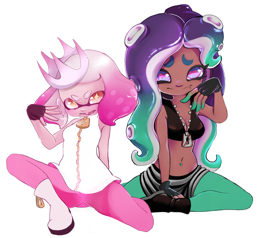 marina and pearl (splatoon and 1 more) drawn by milkteamaid