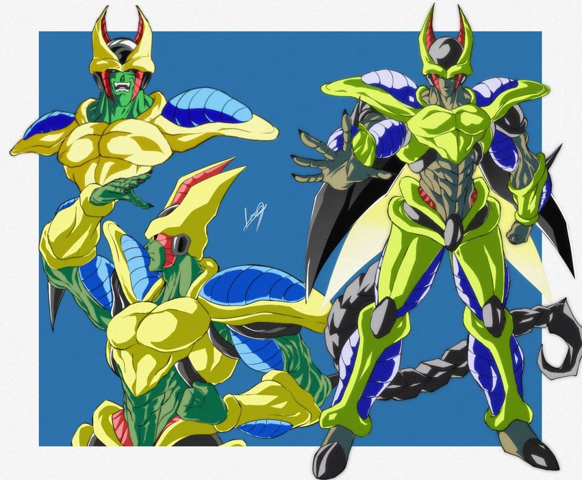 cell, perfect cell, and hirudegarn (dragon ball and 1 more) drawn by reykovlor