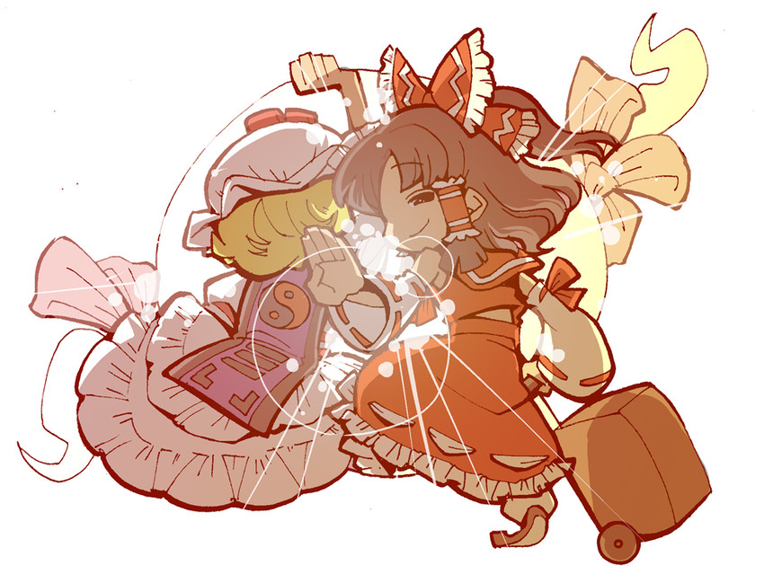 hakurei reimu and yakumo yukari (touhou) drawn by hounori
