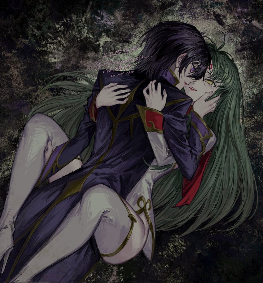 c.c., lelouch vi britannia, and zero (code geass) drawn by ruki_atamaokasii