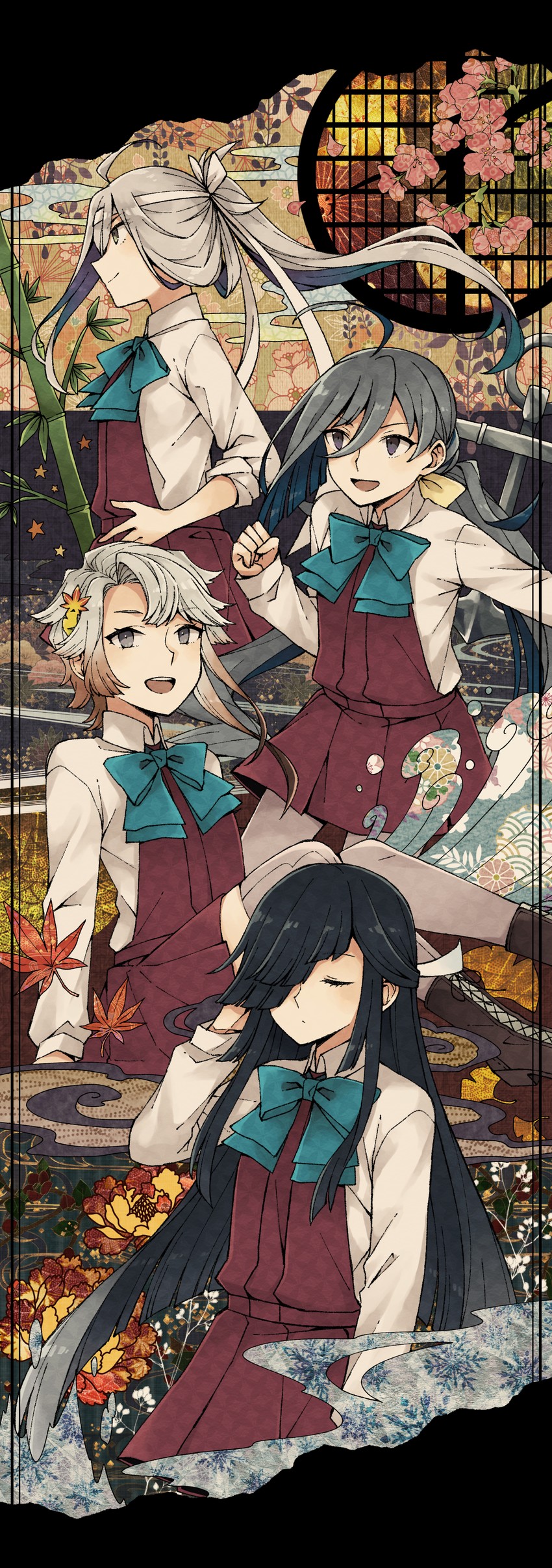 kiyoshimo, asashimo, hayashimo, and akishimo (kantai collection) drawn by miroku_san-ju