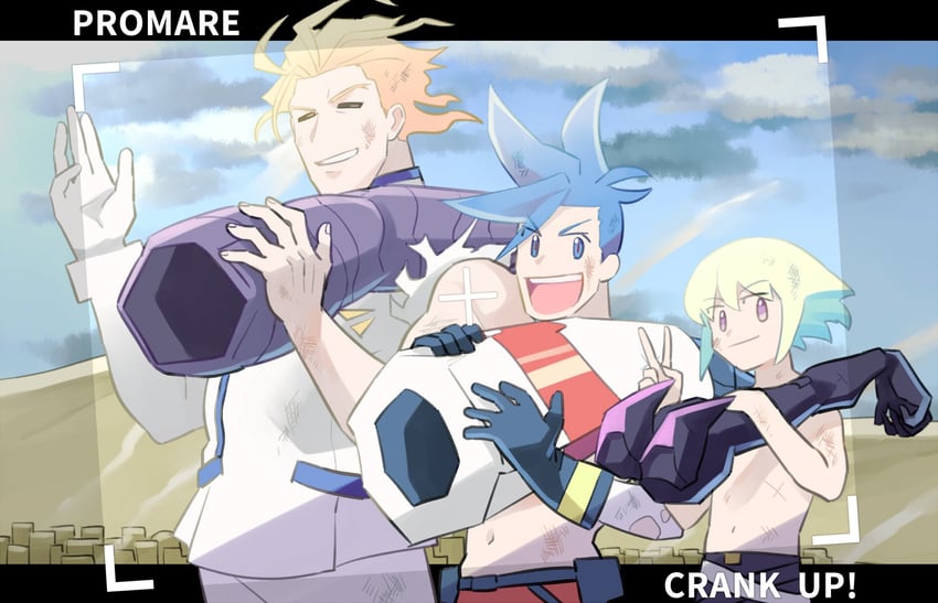 lio fotia, galo thymos, and kray foresight (promare) drawn by sumi_wo_hakuneko