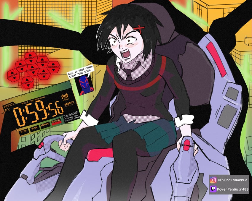 peni parker and spider-man (neon genesis evangelion and 4 more) drawn by chrisavenue