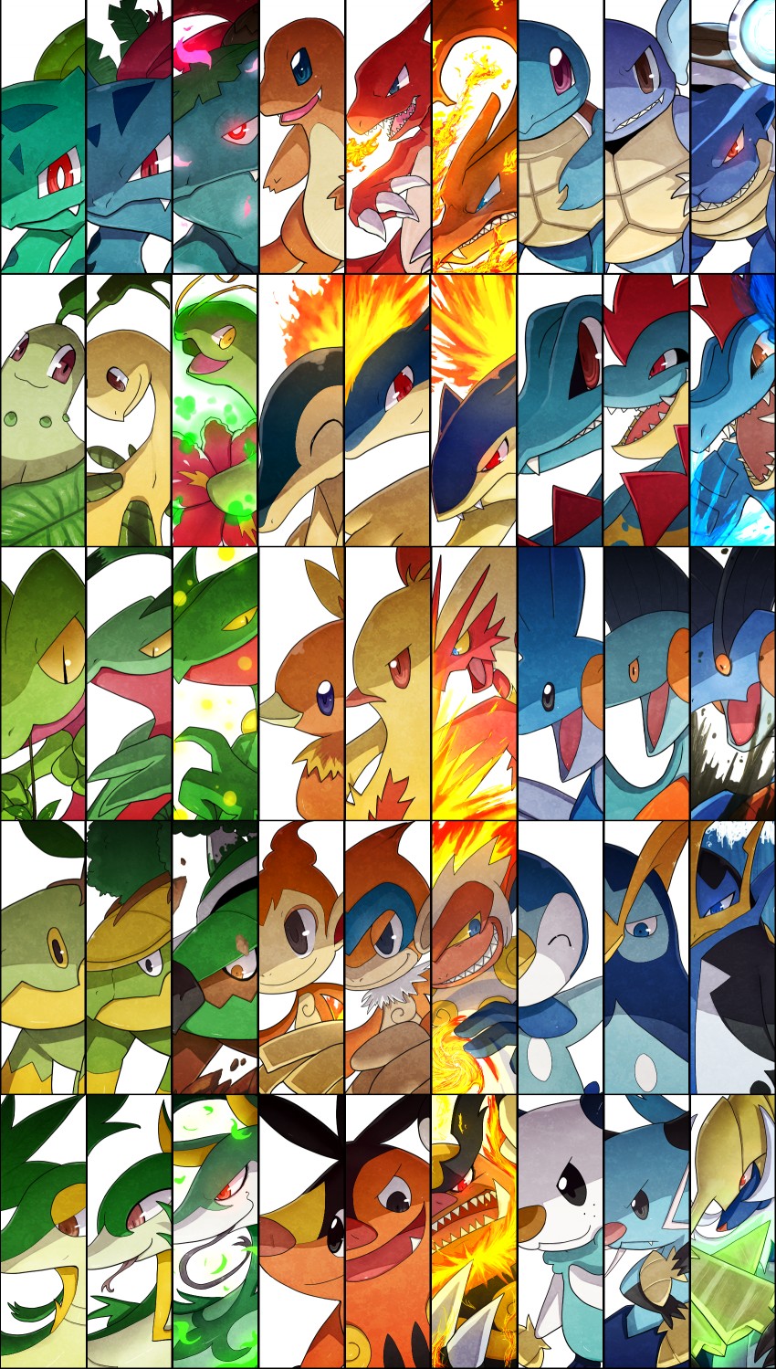 charizard, piplup, bulbasaur, oshawott, squirtle, and 40 more (pokemon and 1 more) drawn by rae_(hexedwithluck)