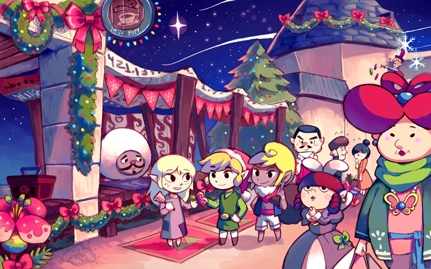 link, toon link, tetra, mila, maggie, and 6 more (the legend of zelda and 1 more) drawn by aquanut