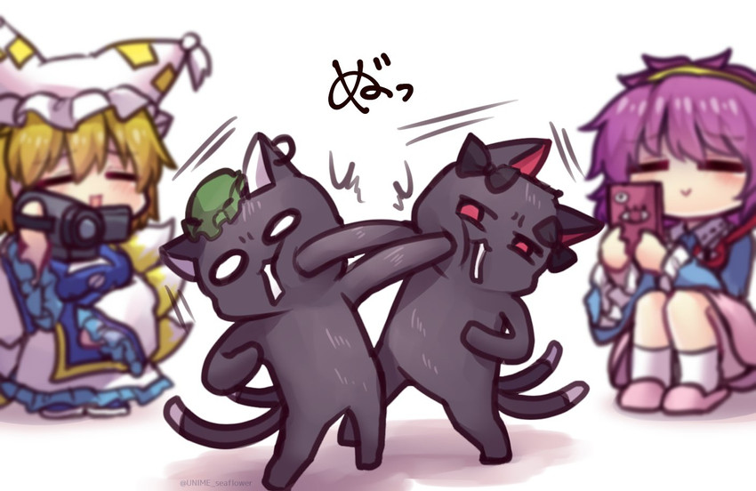 komeiji satori, yakumo ran, kaenbyou rin, and chen (touhou) drawn by unime_seaflower