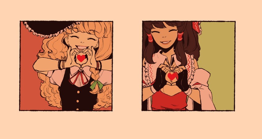 hakurei reimu and kirisame marisa (touhou) drawn by pixie_(milkywaypixies)