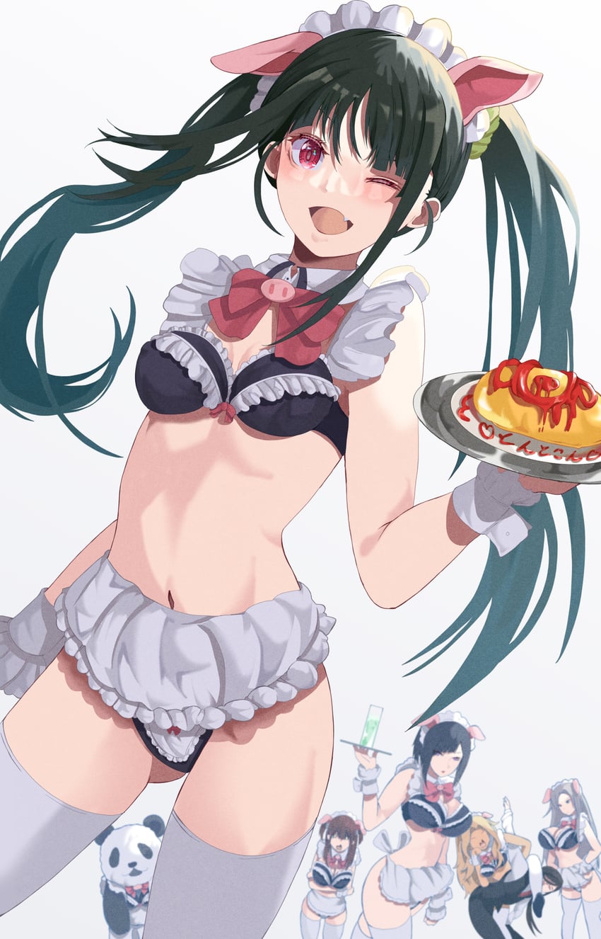 mannen ranko, wahira nagomi, yumechi, yaegashi yasuko, shiipon, and 2 more (akiba maid sensou) drawn by bonkareohagi