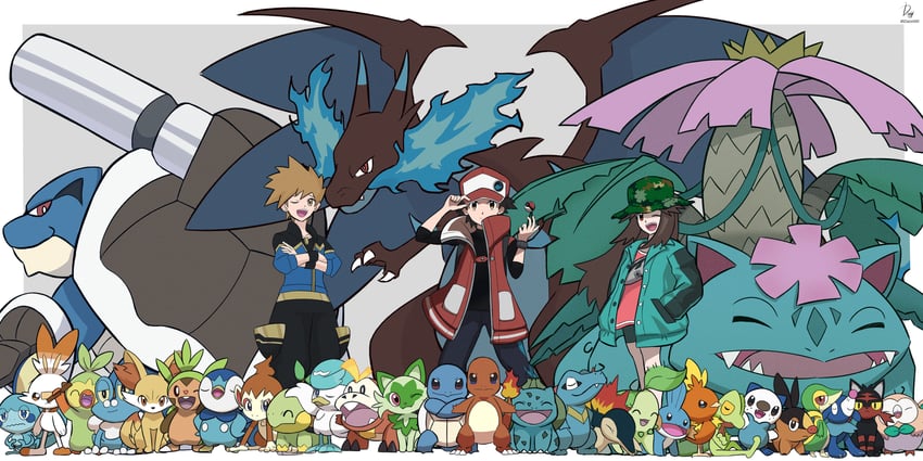 red, rowlet, blue oak, charizard, piplup, and 31 more (pokemon and 1 more) drawn by ida_(idalol490)