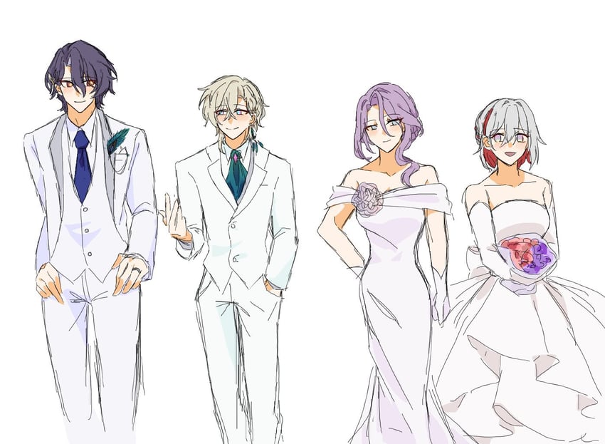 aventurine, dr. ratio, topaz, and jade (honkai and 1 more) drawn by rtrpts