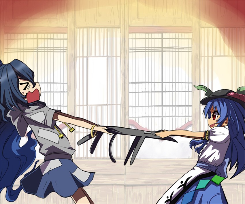 hinanawi tenshi and yorigami shion (touhou) drawn by syope