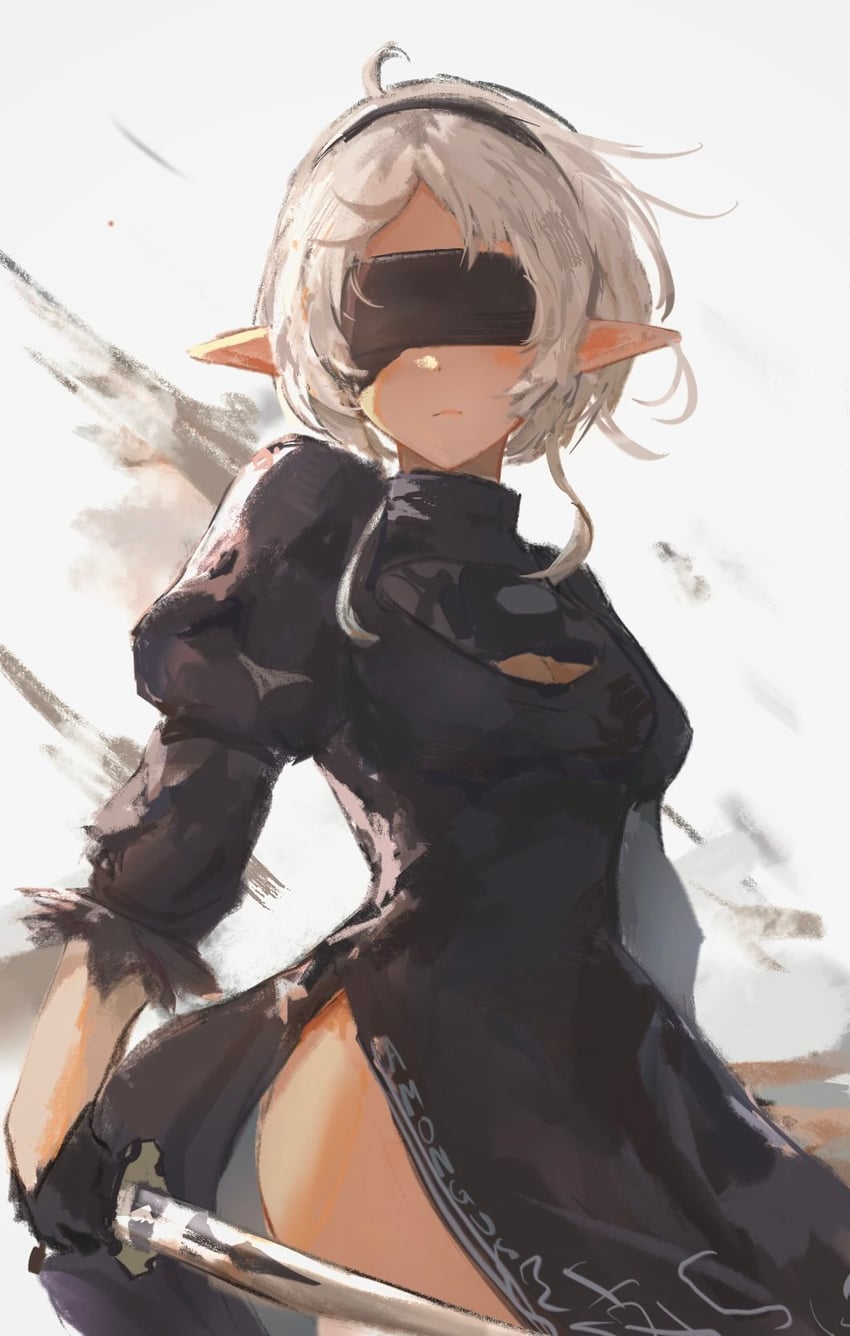 2b and sylphiette (nier and 2 more) drawn by redcxca