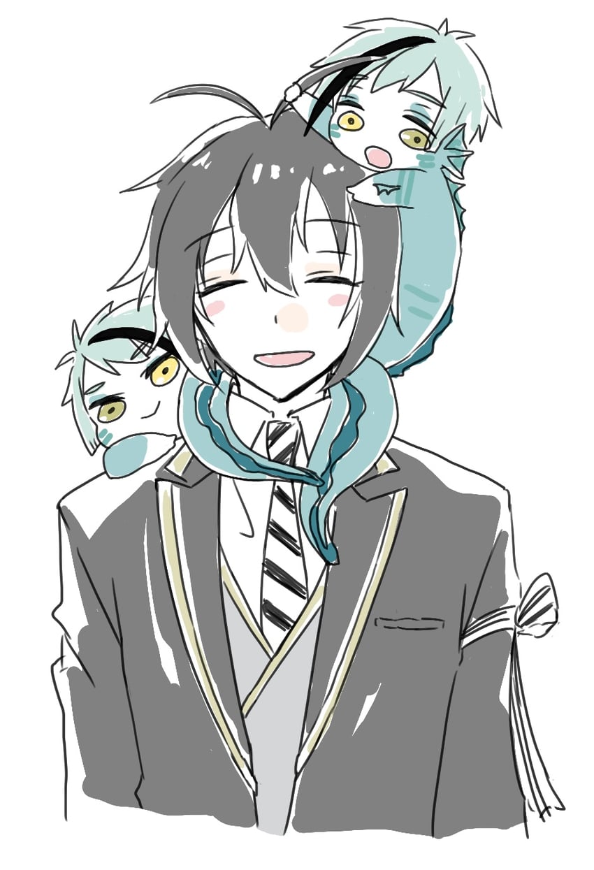 floyd leech, jade leech, and yuu (twisted wonderland) drawn by rol_00